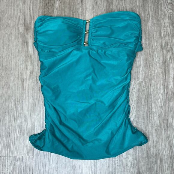 Carmen Marc Valvo Women's Forest Removable Halter Bandeau Tankini Swim Top sz S - Picture 2 of 6